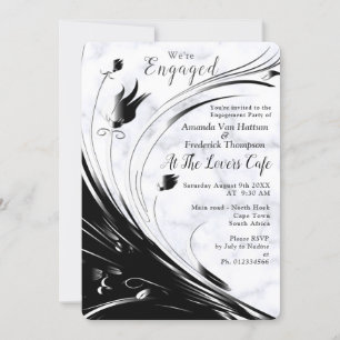 Invitación La moderna y elegante silueta negra en la mármol b