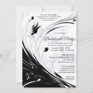 Invitación La moderna y elegante silueta negra en la mármol b