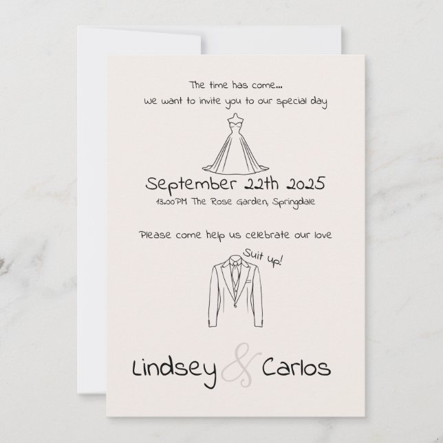 Invitación La moderna y elegante silueta "Suit up" (Anverso)
