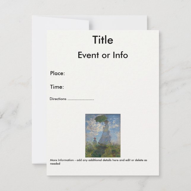 Invitación La mujer de Claude Monet con una sombrilla (El pas (Reverso)