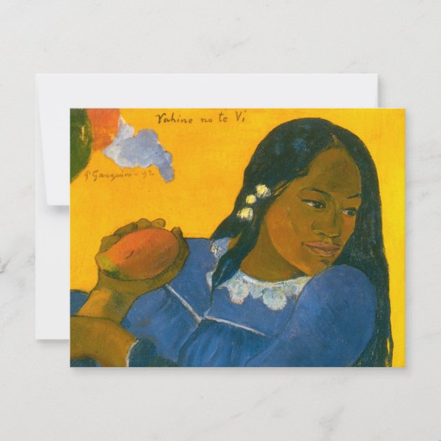 Invitación La mujer de Paul Gauguin con un mango (1892) (Anverso)