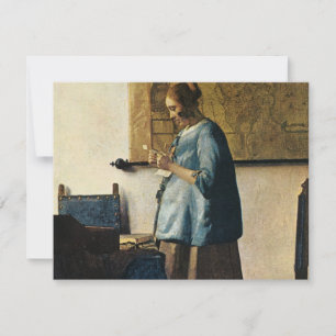 Invitación La mujer de Vermeer en azul que lee una letra