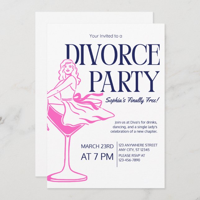 Invitación La mujer soltera en un Fiesta de divorcio de crist (Anverso / Reverso)