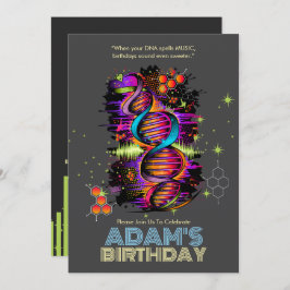 Invitación La música corre en tu cumpleaños de ADN