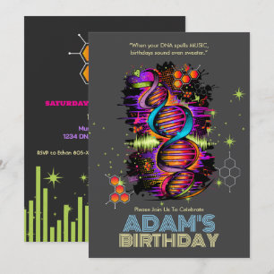 Invitación La música corre en tu cumpleaños de ADN