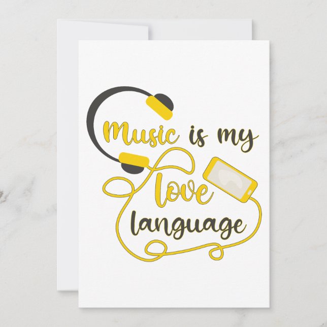 Invitación La música es mi lenguaje amoroso frase romántica (Anverso)