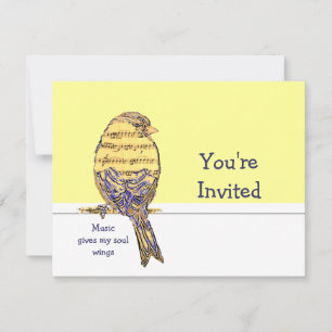 Invitación La música le da a mi alma alas Fiesta de pájaro