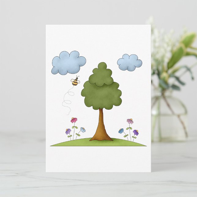 Invitación La naturaleza de abejas y árboles con flores y nub (Subido por el creador)