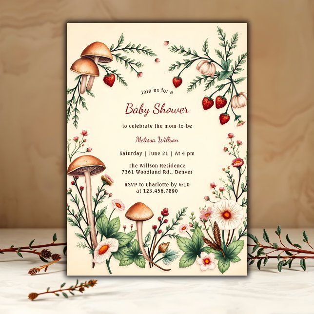 Invitación La naturaleza rústica de los bosques Boho Baby Sho (Rustic Woodland Nature Boho Baby Shower Invitation)