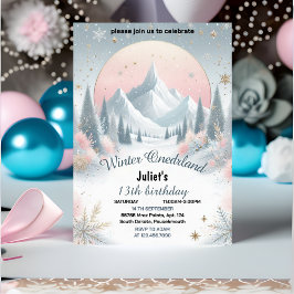 Invitación la nieve azul chica Invierno Onederland 13 cumplea