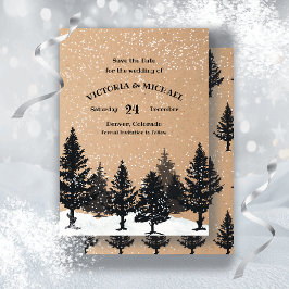 Invitación La nieve de invierno de los pinos de Woodland Guar