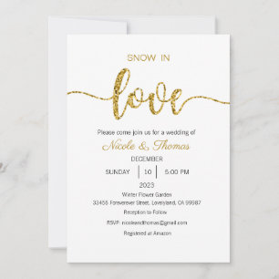 Invitación La nieve en la boda de amor, la boda de invierno