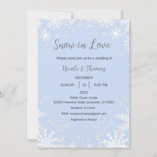 Invitación La nieve en la boda de amor, la boda de invierno