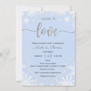 Invitación La nieve en la boda de amor, la boda de invierno