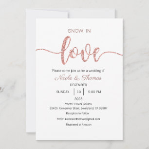 Invitación La nieve en la boda de amor, la boda de invierno