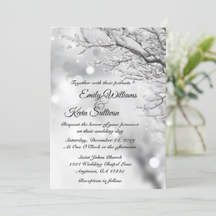 Invitación La nieve esparcido y la boda helada de invierno