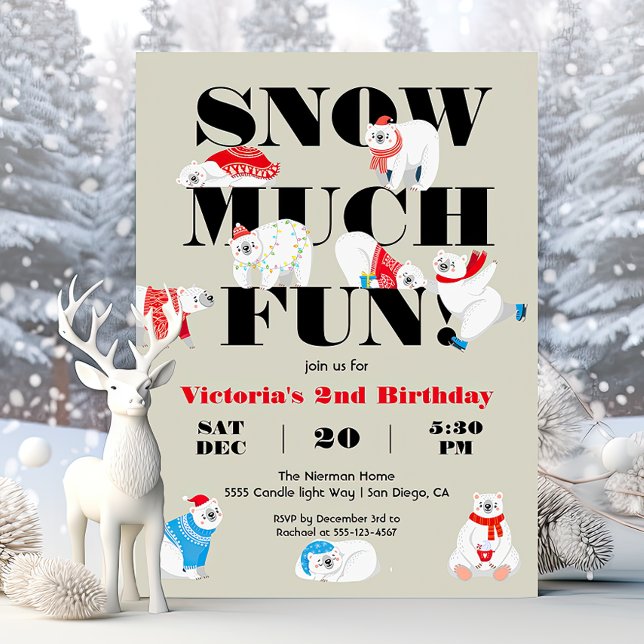 Invitación La nieve moderna es muy divertida Polar Bear Birda (Subido por el creador)
