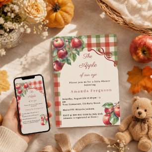 Invitación La niña de gingham rojo, la niña de nuestros ojos,