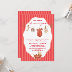 Invitación La niña de nuestros ojos Baby Shower de rayas