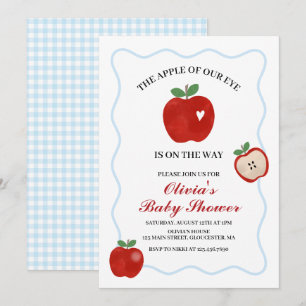 Invitación La niña de nuestros ojos babyshower gingham azul