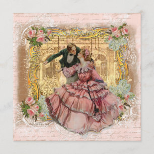 Invitación La niña del vestido rosa con volantes