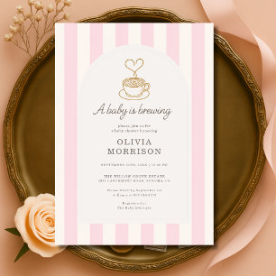 Invitación La niña está preparando café Fiesta de Bebé Rosa