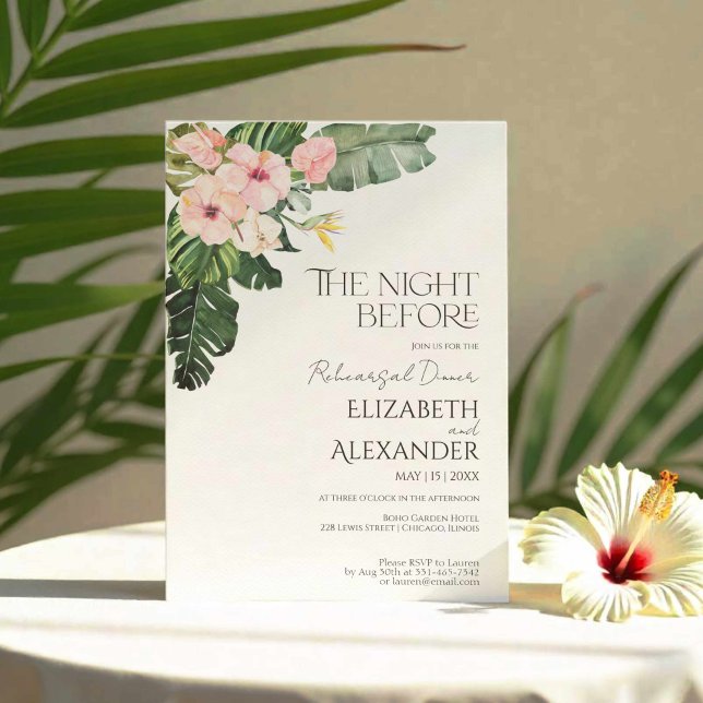 Invitación La noche anterior a la cena de ensayo tropical de  (Subido por el creador)