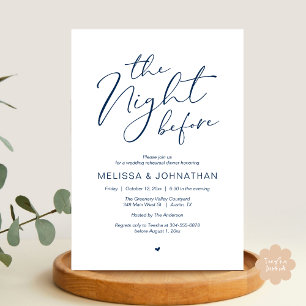 Invitación La noche anterior al Fiesta del ensayo Boda románt