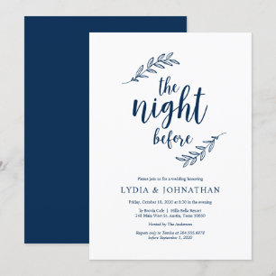 Invitación La noche anterior, Azul marino, Cena de ensayo