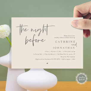 Invitación La noche anterior, Boda Ensayo Cena