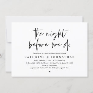 Invitación La noche anterior, Boda Ensayo Cena