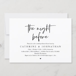Invitación La noche anterior, Boda Ensayo Cena