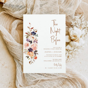 Invitación la noche anterior, caída cena de ensayo floral