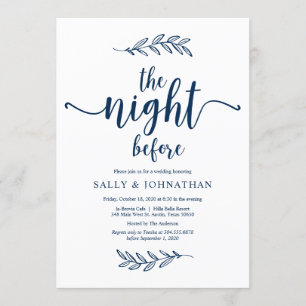 Invitación La noche anterior, cena de ensayo azul de la Marin