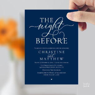 Invitación La Noche Anterior, Cena de Ensayo de Boda Elegante