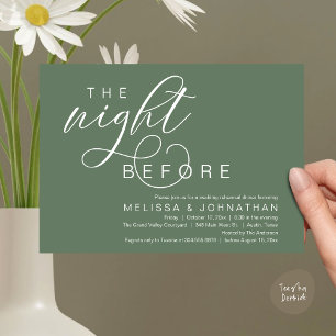 Invitación La Noche Anterior, Cena de Ensayo de Boda Elegante