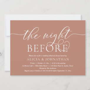 Invitación La Noche Anterior, Cena de Ensayo de Boda Moderna