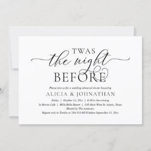 Invitación La Noche Anterior, Cena de Ensayo de Boda Moderna