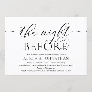 Invitación La Noche Anterior, Cena de Ensayo de Boda Moderna