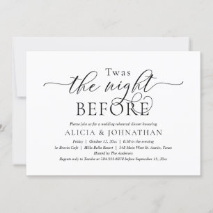 Invitación La Noche Anterior, Cena de Ensayo de Boda Moderna