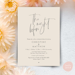 Invitación La Noche Anterior, Cena de Ensayo de Boda Moderna