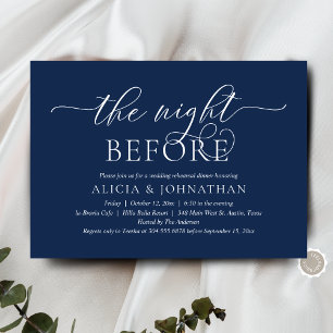 Invitación La Noche Anterior, Cena de Ensayo de Boda Moderna