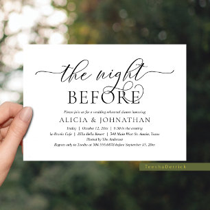 Invitación La Noche Anterior, Cena de Ensayo de Boda Moderna