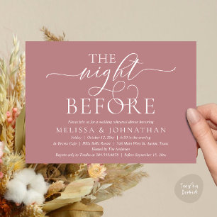 Invitación La Noche Anterior, Cena de Ensayo de Boda Moderna