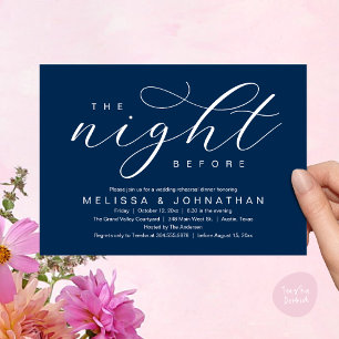 Invitación La Noche Anterior, Cena de Ensayo de Boda Moderna