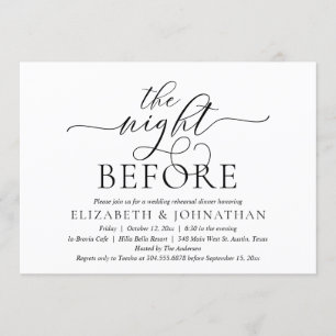 Invitación La Noche Anterior, Cena de Ensayo de Boda Moderna