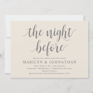 Invitación La Noche Anterior, Cena de Ensayo de Boda Moderna