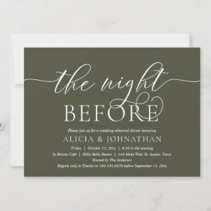Invitación La Noche Anterior, Cena de Ensayo de Boda Moderna