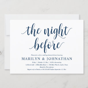 Invitación La Noche Anterior, Cena de Ensayo de Boda Moderna