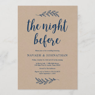 Invitación La noche anterior, cena de ensayo de Navy Blue Kra